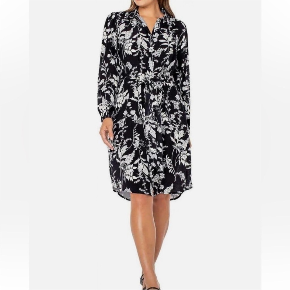 Well Worn Black and White Leaf Print Dress